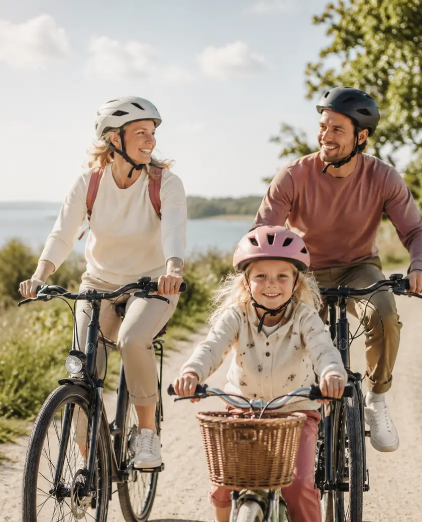 Foto: aktiv familie på cykeltur